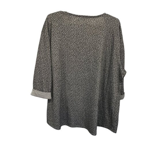 Rose+Olive Womens 2X Grey Polka Dot Tunic Top With Striped Cuffs - Picture 5 of 5